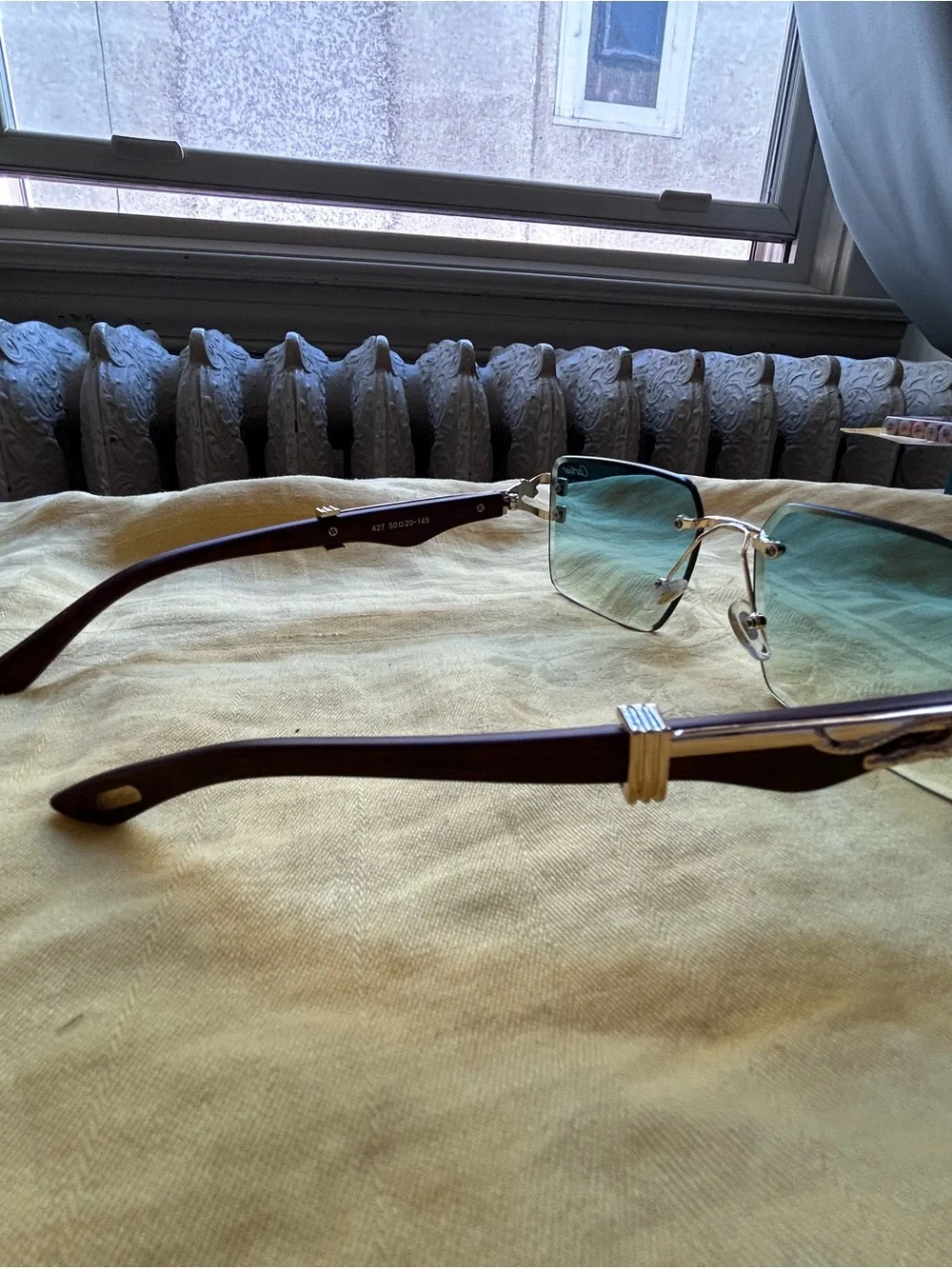 Rimless Men's Sunglasses - Teal Lenses